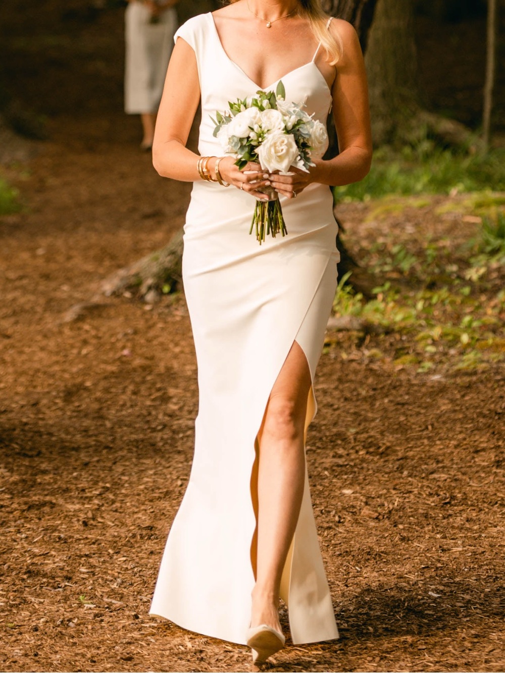 Chiara Boni Cream One-Shoulder Evening Gown